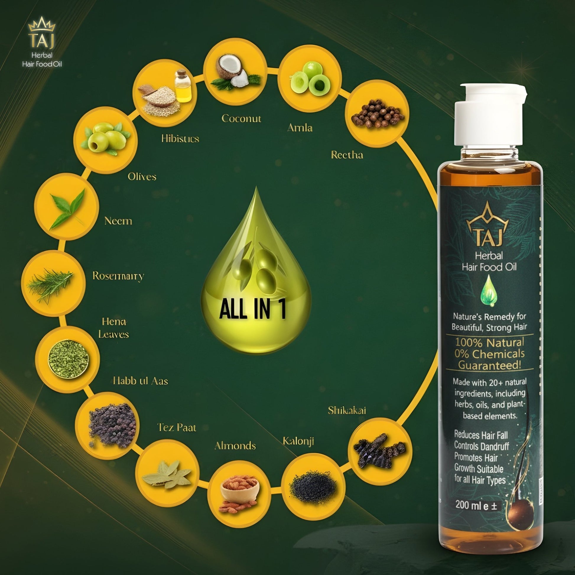 Taj Herbal Hair Food Oil – 100% Natural Nourishment